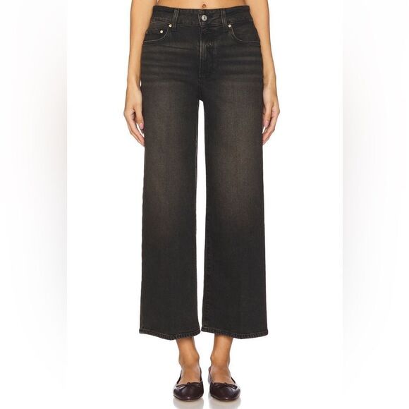 NWT PAIGE SASHA ANKLE Wide Leg Jeans in Black Rust - Picture 4 of 13